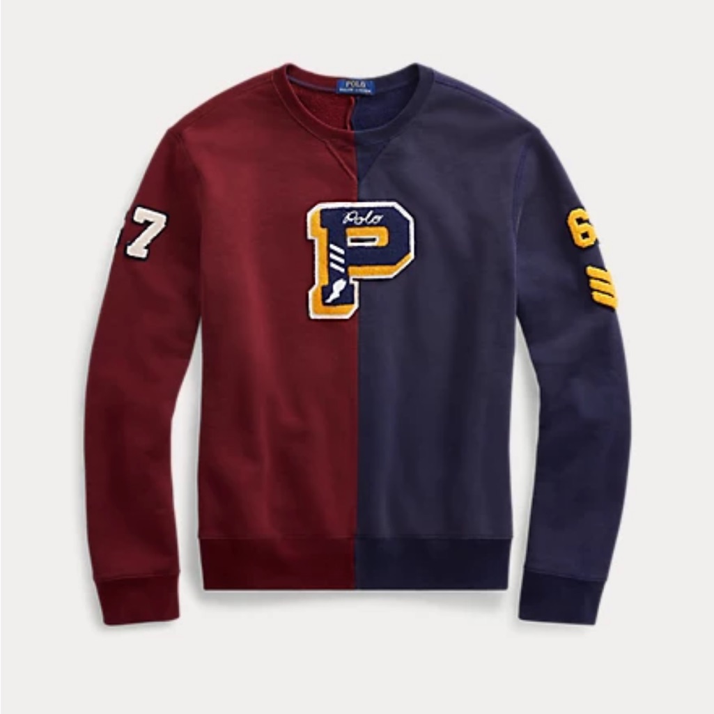 Ralph Lauren Rare Colorblock Red And Navy Vintage Polo Sweatshirt Size Xl